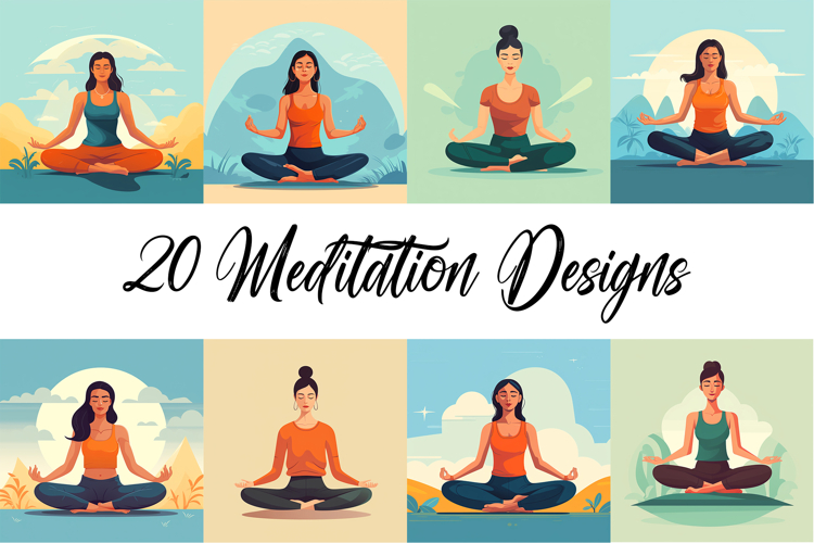 Woman Meditating Clipart Image 17