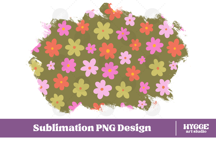 Retro Flowers Background Png Floral Paper Sublimation Splash