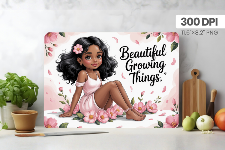 Afro Girl/Woman Melanin braided hair Cutting Board PNG Desig