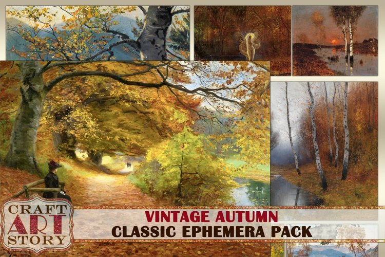 Vintage autumn painting Ephemera Pack,fall digital kit