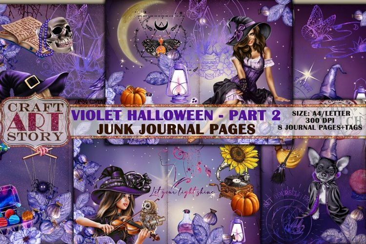Violet halloween digital witch junk journal kit-2