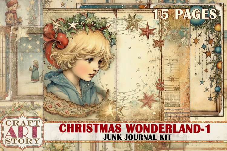 Vintage Christmas wonderland-1 Junk Journal Kit,Printable