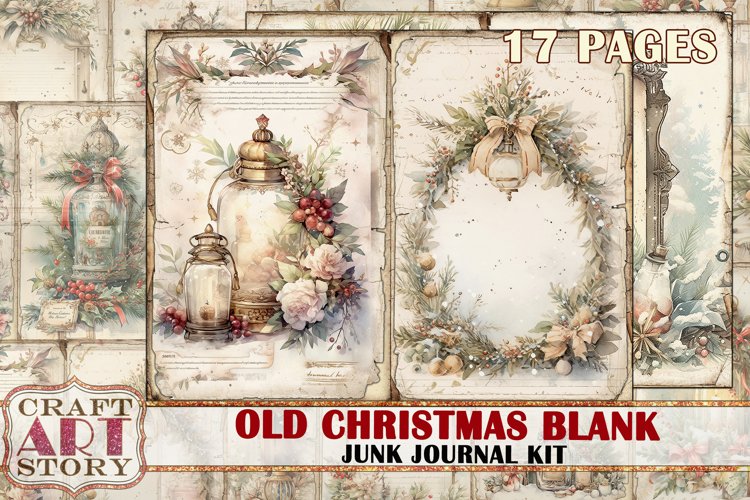 Vintage Old Christmas Blank Junk Journal Kit,Printable