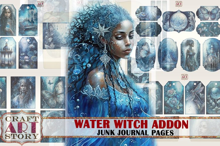 Water Witch dark Junk Journal Pages ADDON,scrapbook digital example image 1