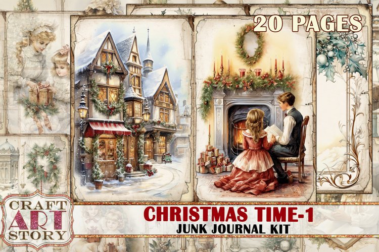 Vintage Christmas time-1 Junk Journal Kit,Printable Collage