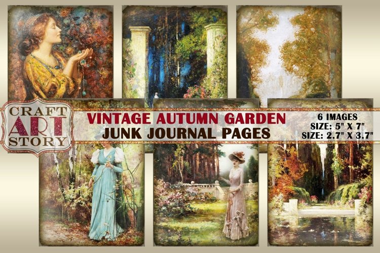 Vintage Autumn Garden digital junk journal Pages Printable