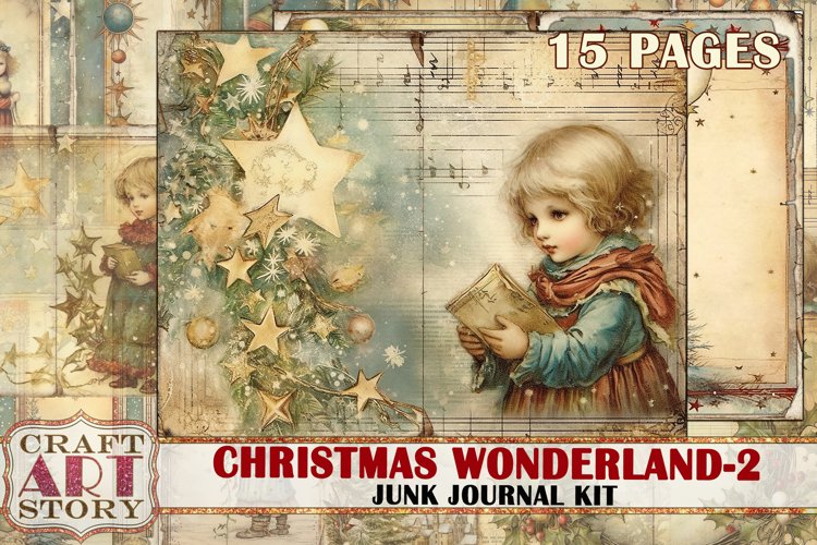Vintage Christmas wonderland-2 Junk Journal Kit,Printable