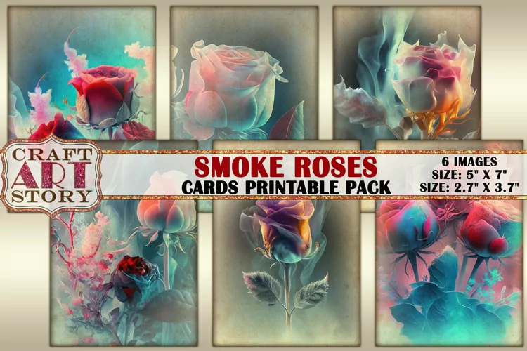 Vintage Smoke Roses Flowers collage,ACEO Digital paper