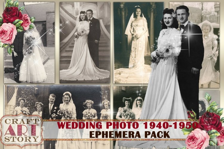 Vintage Wedding old Photo,ephemera album 1940-1950,digital example image 1