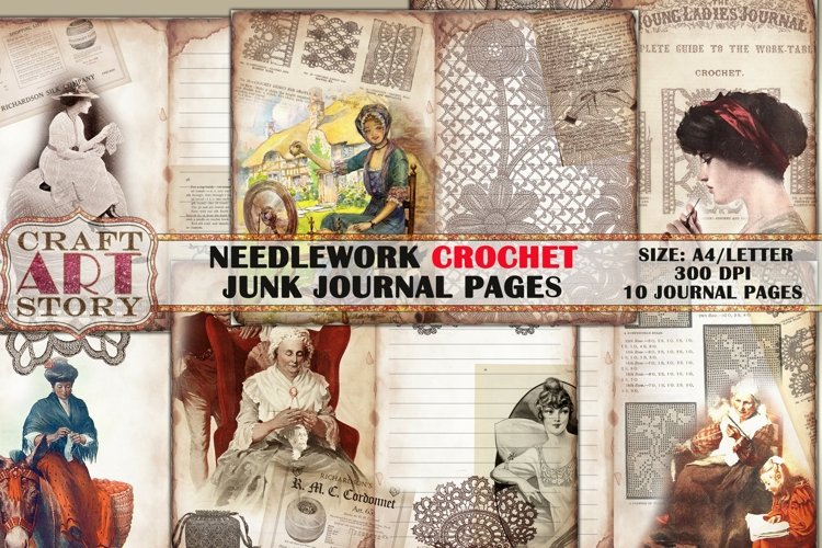 Vintage Needlework CROCHET Junk Journal Printable Pages