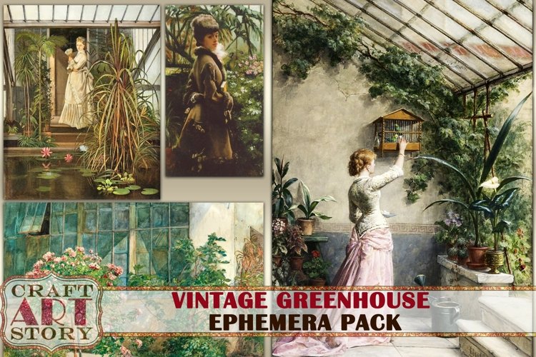 Vintage Greenhouse Ephemera Pack,Printable kit, junk journal