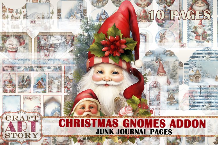 Christmas gnomes Junk Journal Pages ADDON,winter example image 1