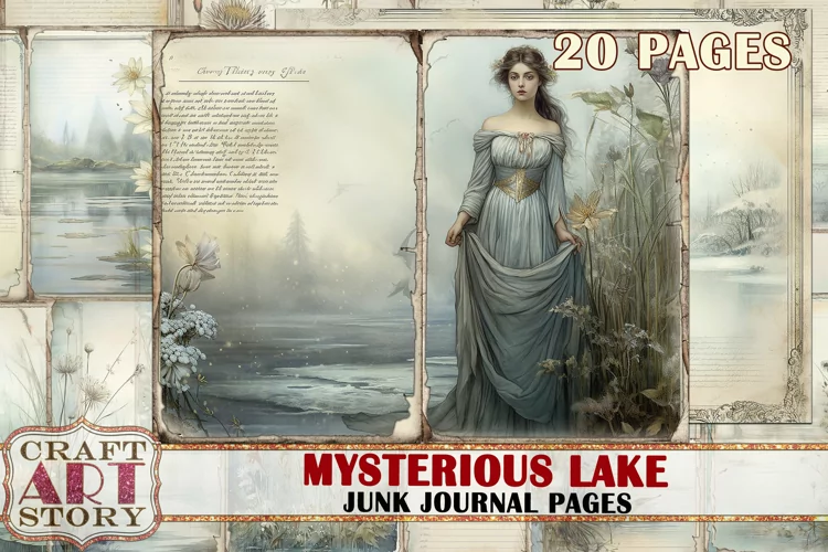 Vintage Mysterious Lake Junk Journal Pages printable
