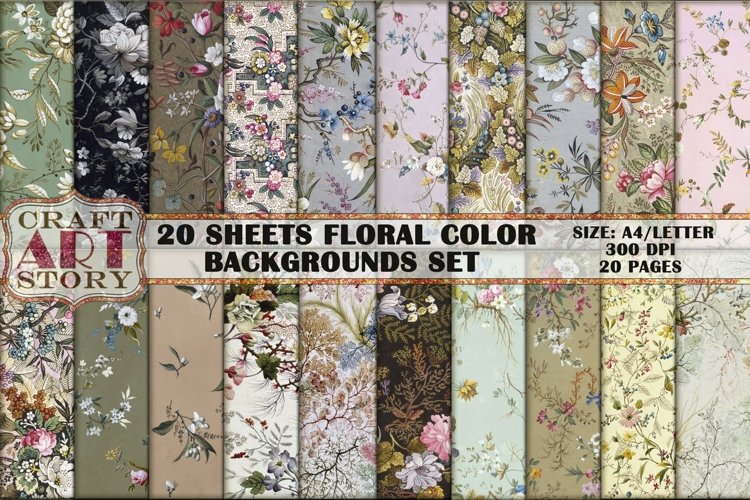 Kit Backgrounds Collage 20 Sheets floral color