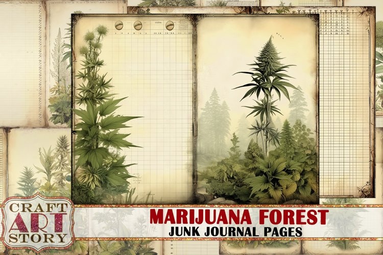 Marijuana Forest Junk Journal Pages,Cannabis example image 1