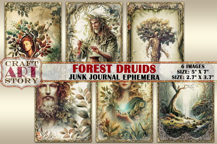 Green Witch Forest druids pack,junk journal ephemera