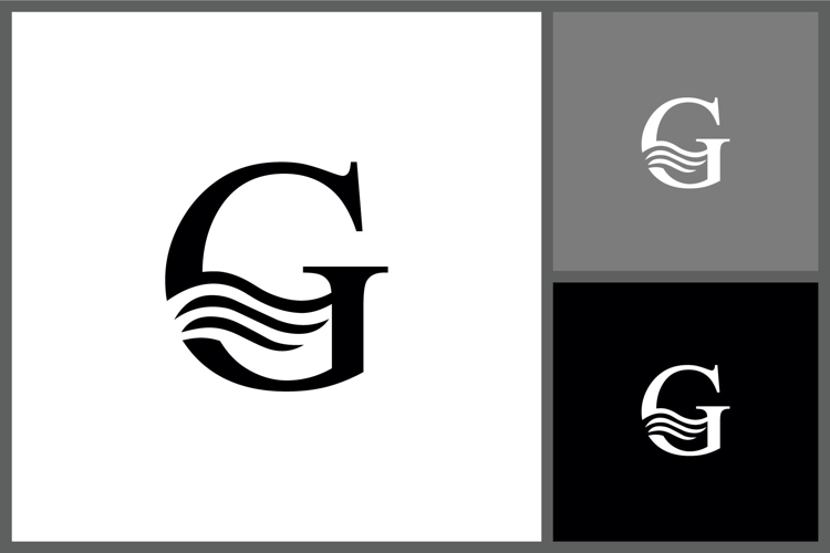 Letter G Logo with Wave Lines for Water, Air, or Flow Concep