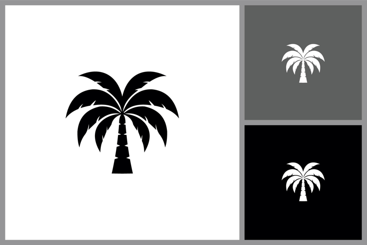Palm Tree Silhouette Icon for Tropical Summer and Beach
