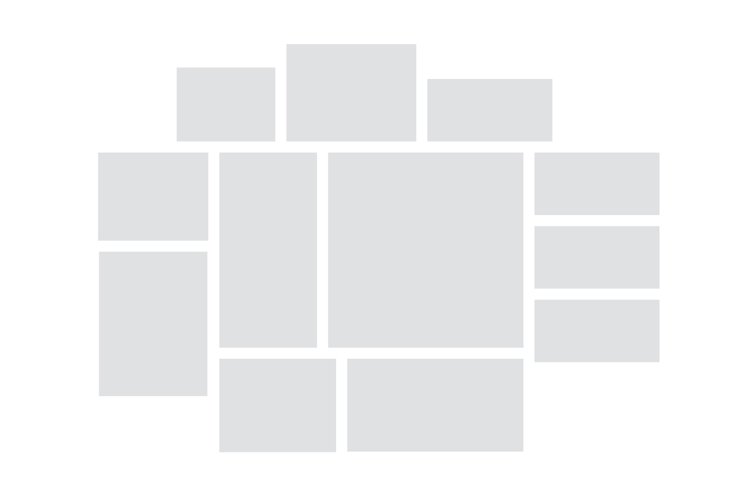 Collage mockup. Mood board template, square gray empty shape