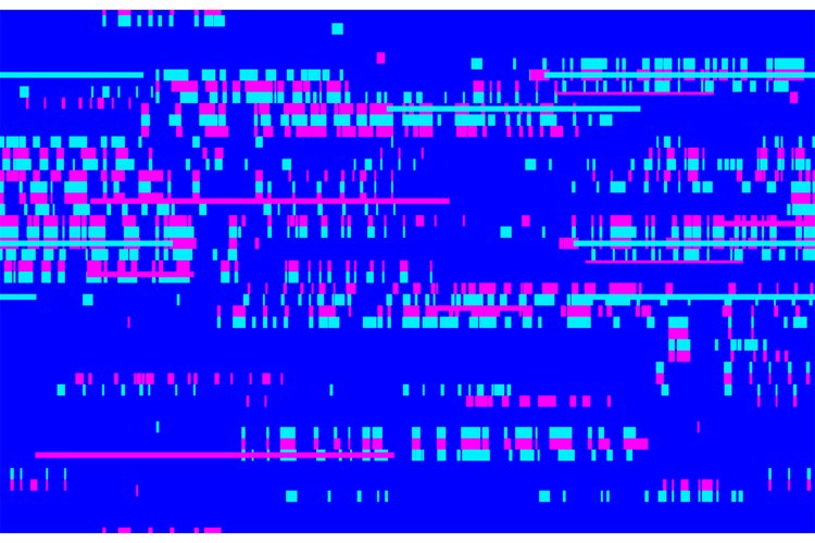 Futuristic neon glitch seamless pattern. TV pixel noise
