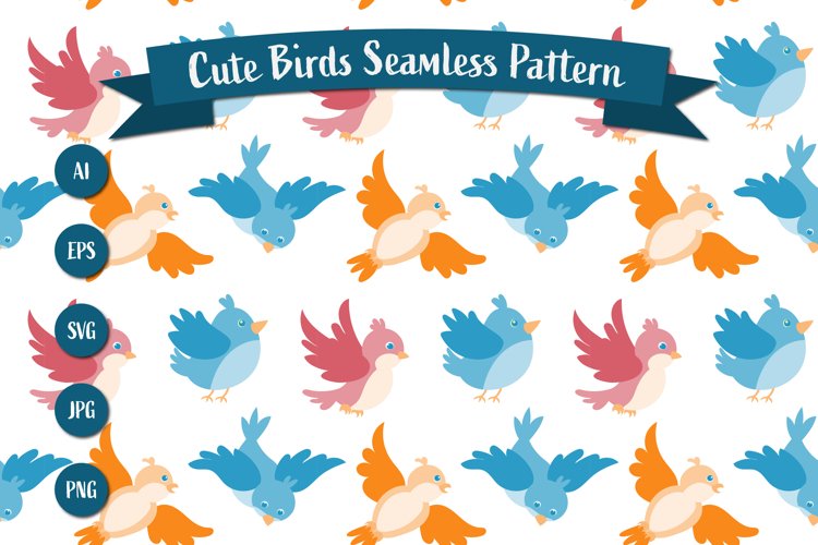 Cute birds seamless pattern example image 1