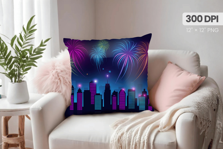 Happy New Year PNG Pillow, Festive New Years Eve 2026 PNG