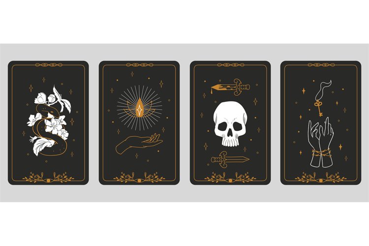 Tarot cards. Boho banners. Vintage spiritual signs, mystic o