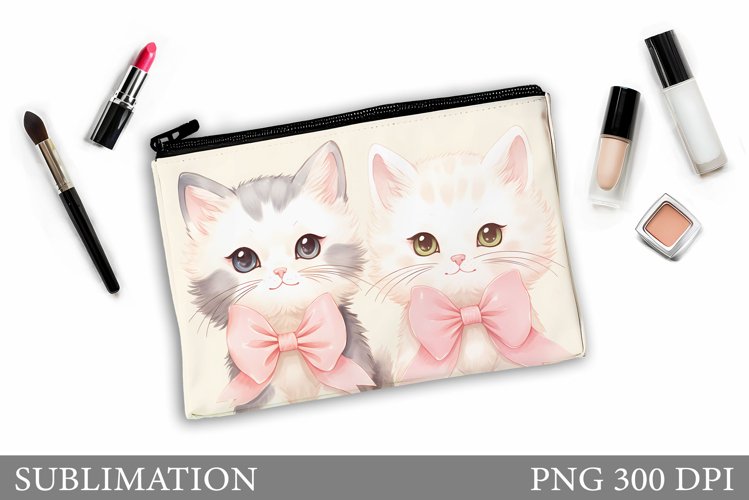 Cut Cat Makeup Bag. Cute Cat Sublimation example image 1