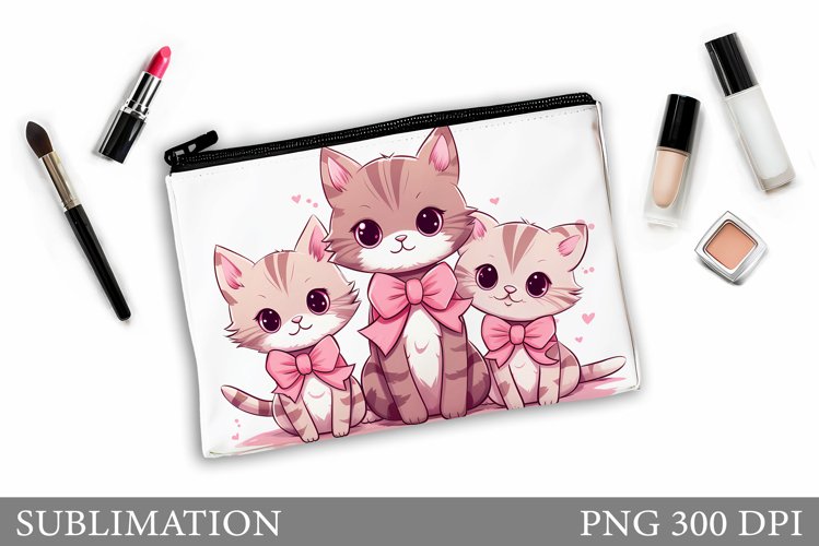 Cut Cat Makeup Bag Design. Cute Cat Sublimation example image 1