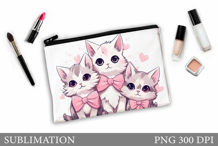 Cut Cats Makeup Bag Design. Cute Cats Sublimation