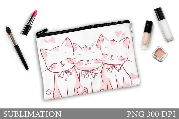 Cute Cat Sublimation. Cut Cat Makeup Bag Design