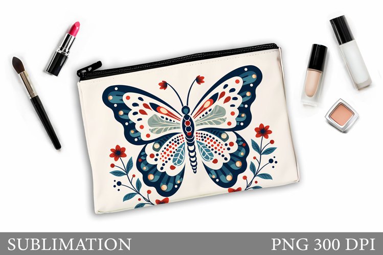 Butterfly Makeup Bag. Butterflly Makeup Pouch Design example image 1