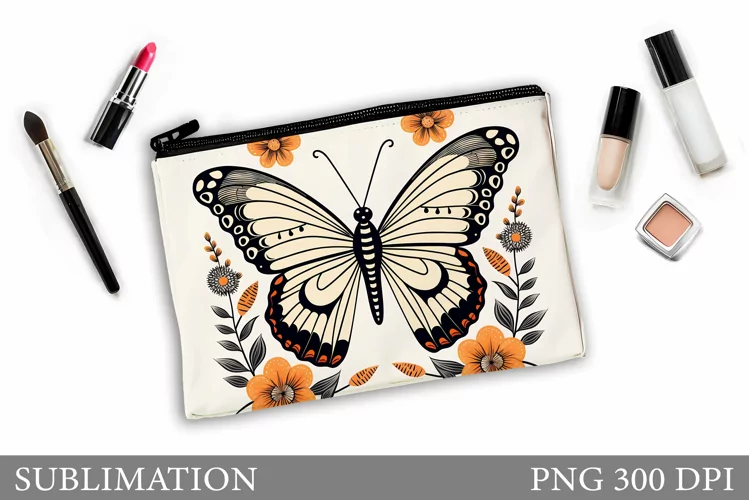 Butterfly Makeup Bag Design. Butterflly Sublimation