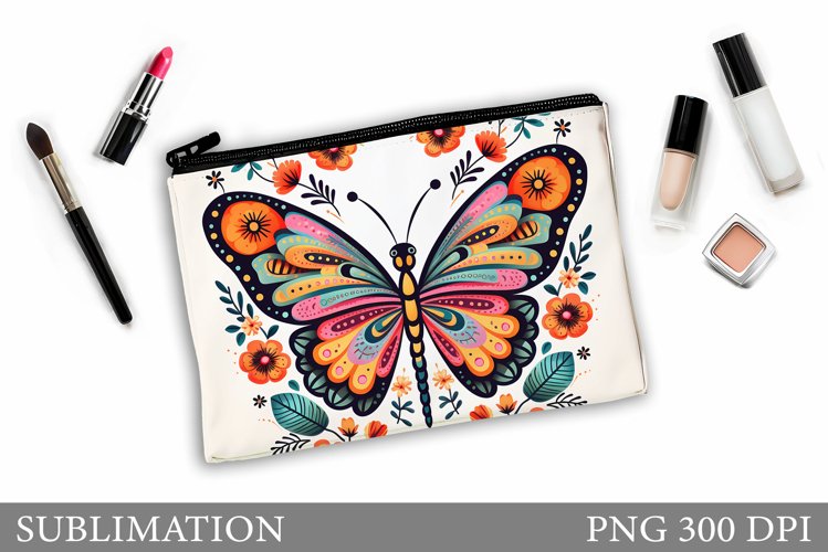 Butterflly Sublimation. Butterfly Makeup Bag Design example image 1