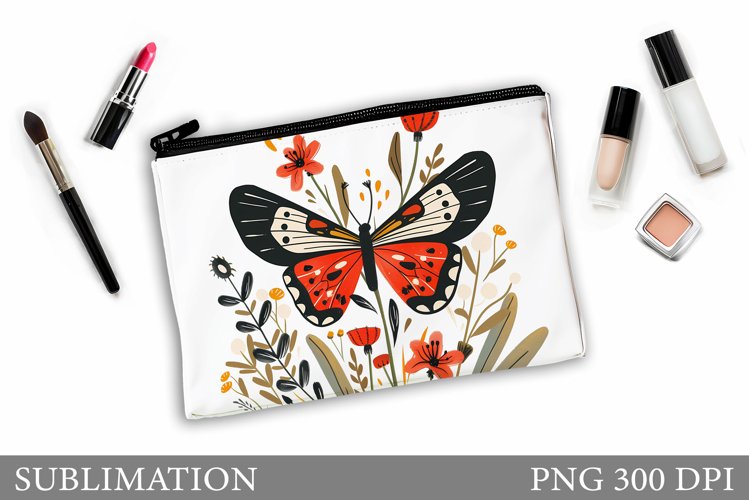 Butterfly Makeup Bag. Butterflly Makeup Pouch Sublimation example image 1