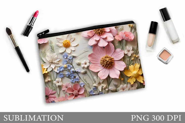 Wildflowers Makeup Bag. Flowers Makeup Pouch Sublimation