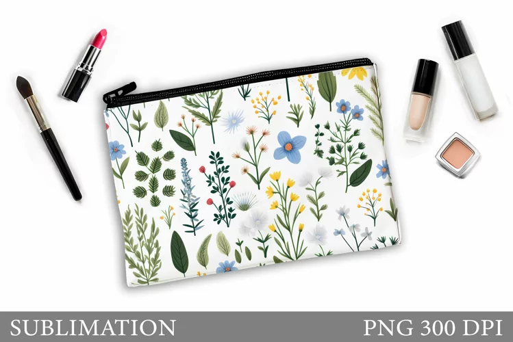 Wildflowers Makeup Bag. Flowers Makeup Pouch Sublimation