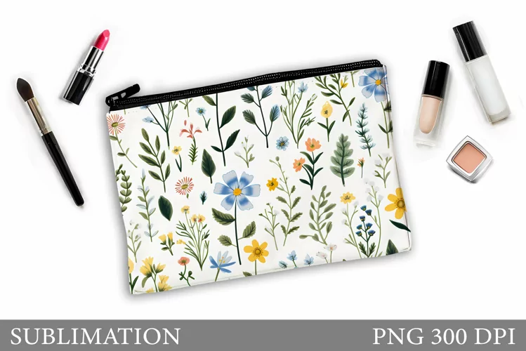 Wildflowers Makeup Bag. Floral Makeup Pouch Design