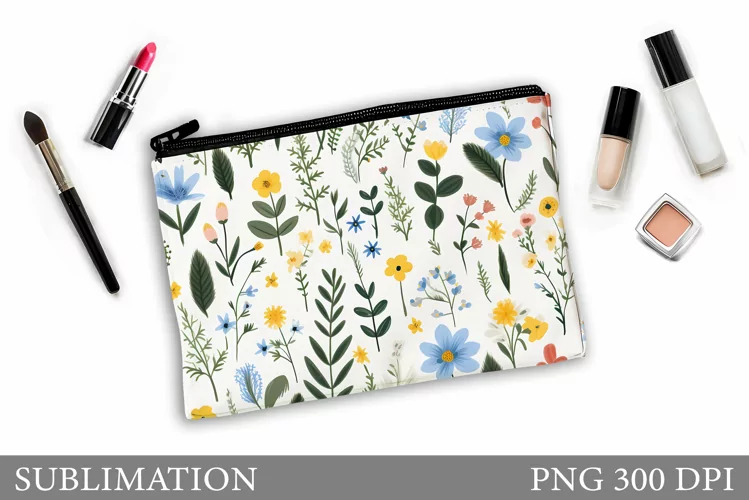 Wildflowers Makeup Bag Design. Flowers Makeup Pouch