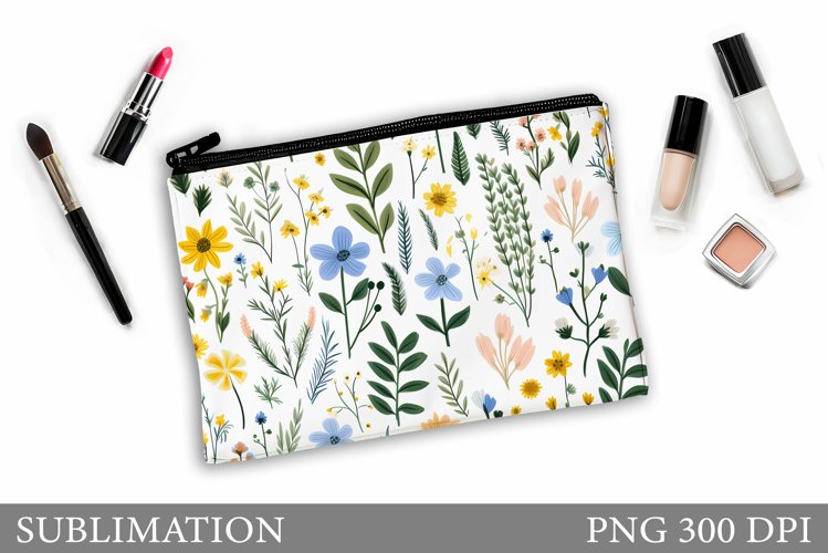 Flowers Makeup Bag Design. Wildflowers Makeup Bag example image 1