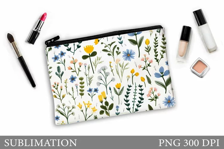 Flowers Makeup Bag Design. Wildflowers Sublimation
