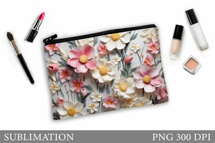 Wildflowers Makeup Bag Design. Flowers Sublimation