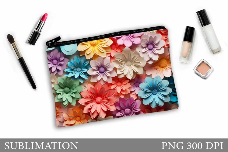 Flowers Makeup Bag Sublimation. Floral Makeup Bag Design