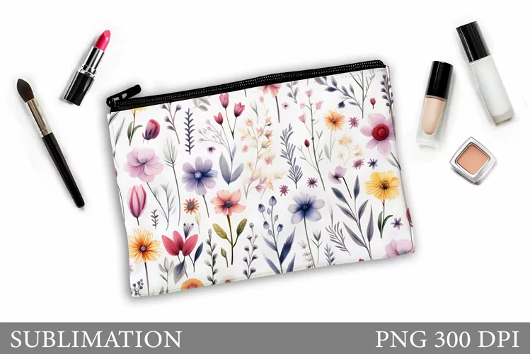 Flowers Makeup Bag Design. Flowers Makeup Pouch Sublimation