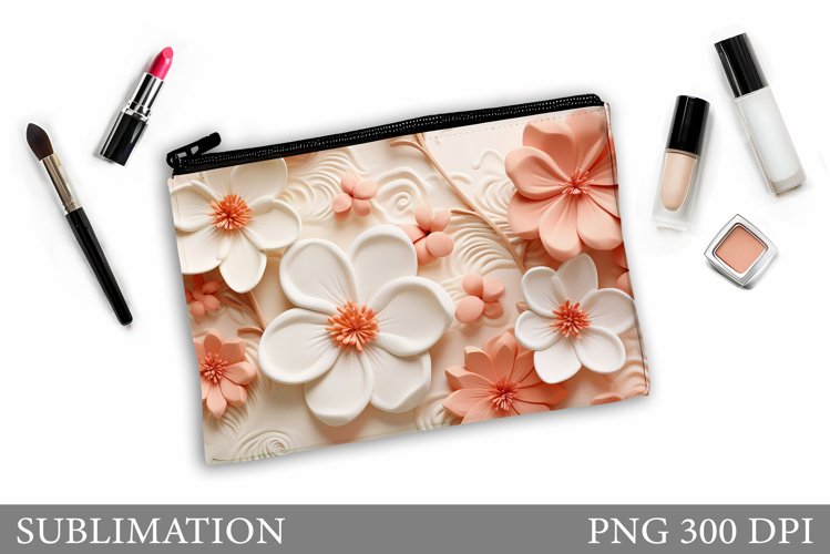 Flowers Makeup Bag Design. Floral Makeup Pouch Sublimation example image 1