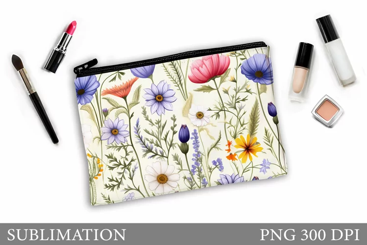 Flowers Makeup Bag Design. Flowers Makeup Pouch Sublimation