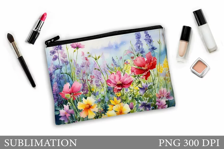 Flowers Makeup Bag Sublimation. Floral Makeup Bag Design