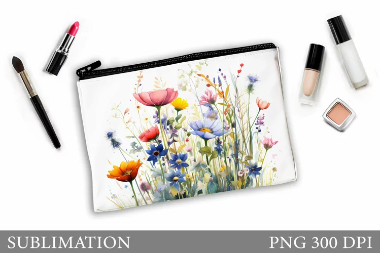 Flowers Makeup Bag Sublimation. Floral Makeup Bag Design