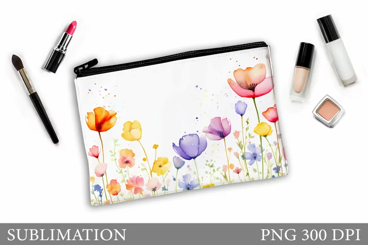 Wildflowers Makeup Bag. Flowers Makeup Pouch Sublimation