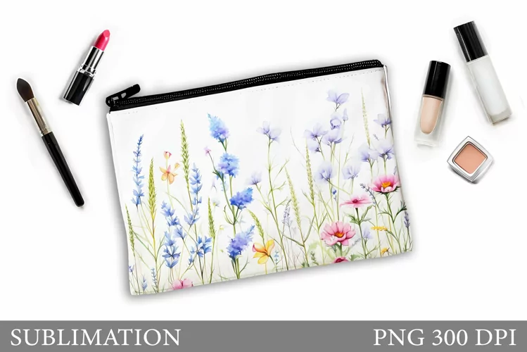 Wildflowers Makeup Bag. Flowers Makeup Pouch Sublimation